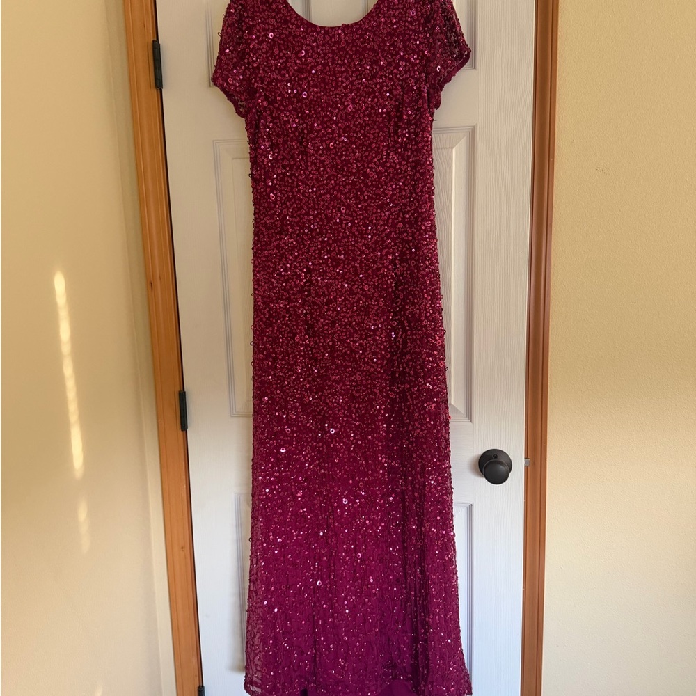 Adrianna Papell Fuchsia Sequin Maxi Dress